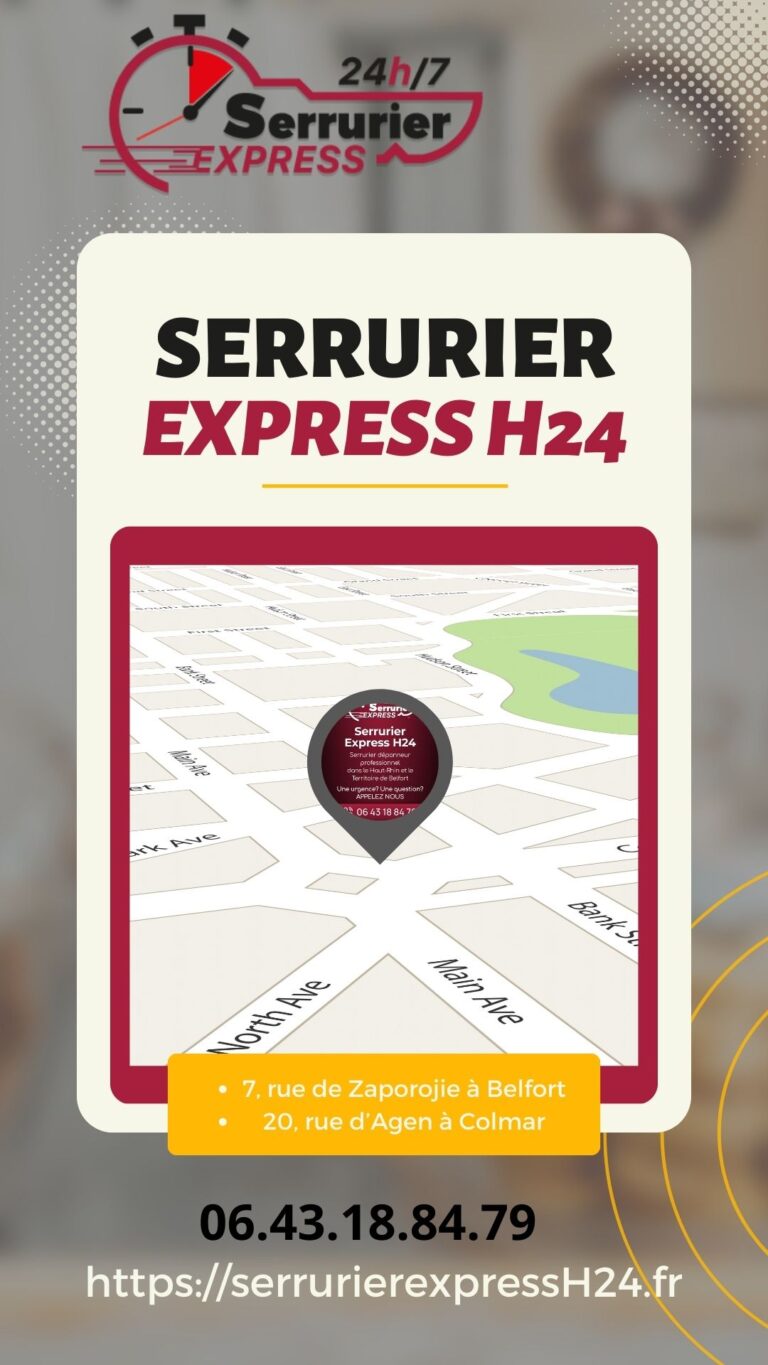 Localisation serrurier Express H24 - 7 rue de Zaporojie 90000 Belfort - 20 rue d Agen 68000 Colmar