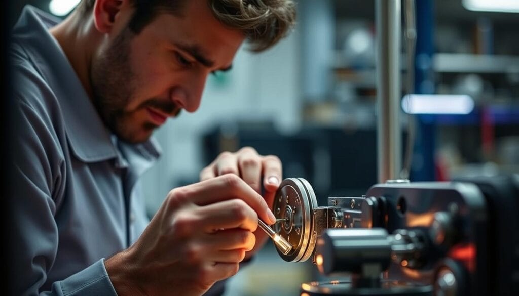 Image of a professional locksmith from Serrurier Express H24 working on a lock.